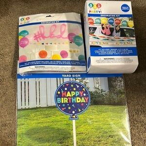Birthday Decorating Kit w/ Balloon shaped yard sign balloons car decorating Kit